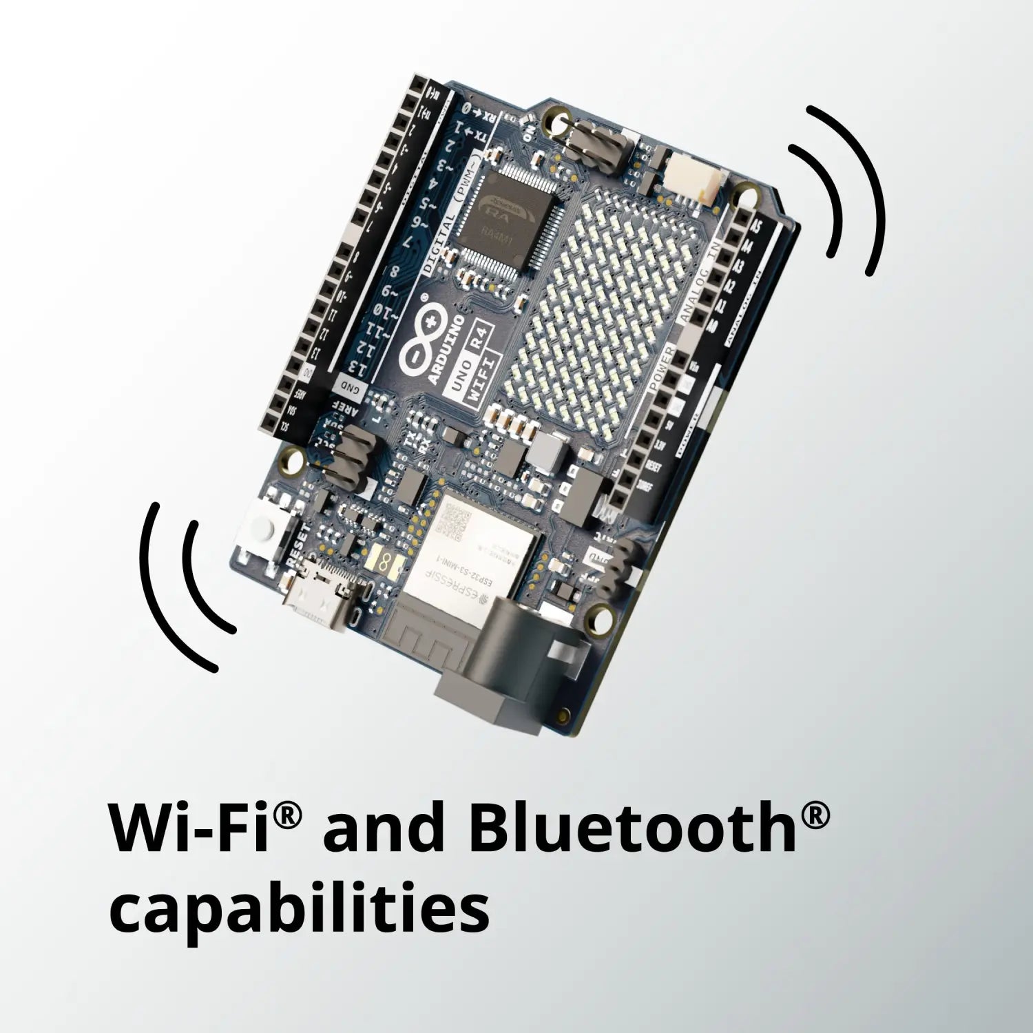 Arduino UNO R4 WiFi [ABX00087] - Renesas RA4M1 / ESP32-S3 - Wi-Fi,  Bluetooth, USB-C, CAN, DAC, OP AMP, Qwiic Connector, 12x8 LED Matrix