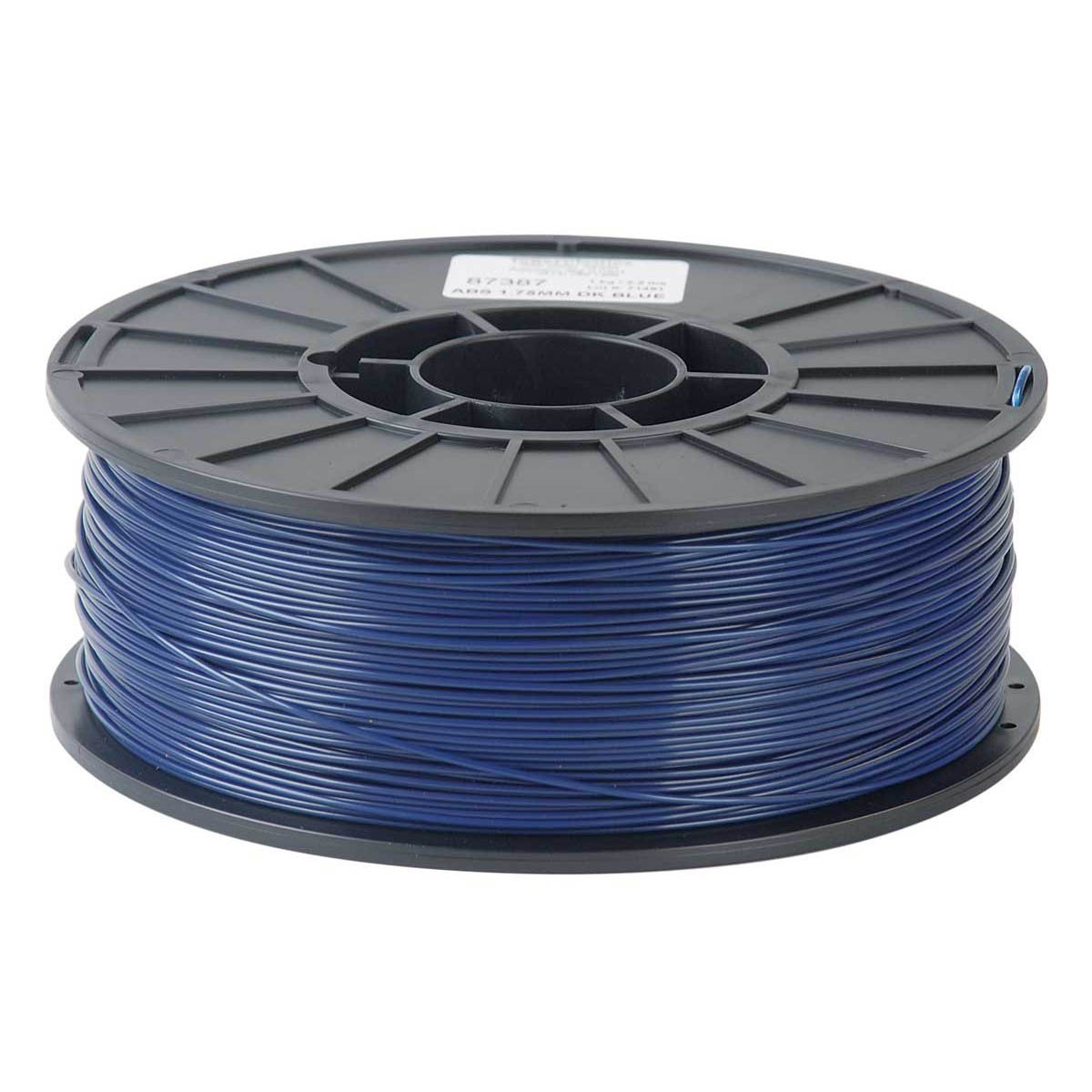 1/2kg 500 Gram 1.75mm ABS 3d Printer Filament Spool Filament - a dark blue plastic filament wound onto a black circular spool with a product label.
