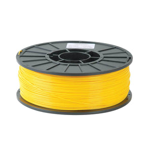 1/2kg 500 Gram 1.75mm ABS 3d Printer Filament Spool Filament - a round black plastic spool wound with a continuous coil of bright yellow 3D printer filament.