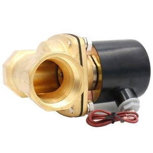 1.5 Inch 220V AC Brass Electric Solenoid Valve For Water Air Gas Fuels - a brass valve body with a threaded port and an attached black cylindrical solenoid coil.