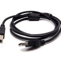 1.5m USB 2.0 Type a To Type b Arduino USB Cable - a black coiled cable with a rectangular USB-A connector, a square USB-B connector, and a ferrite bead.