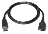 1.5m USB Extension Cable Type a Male To Type a Female - a black cable with a male USB connector on one end and a female USB port on the other.