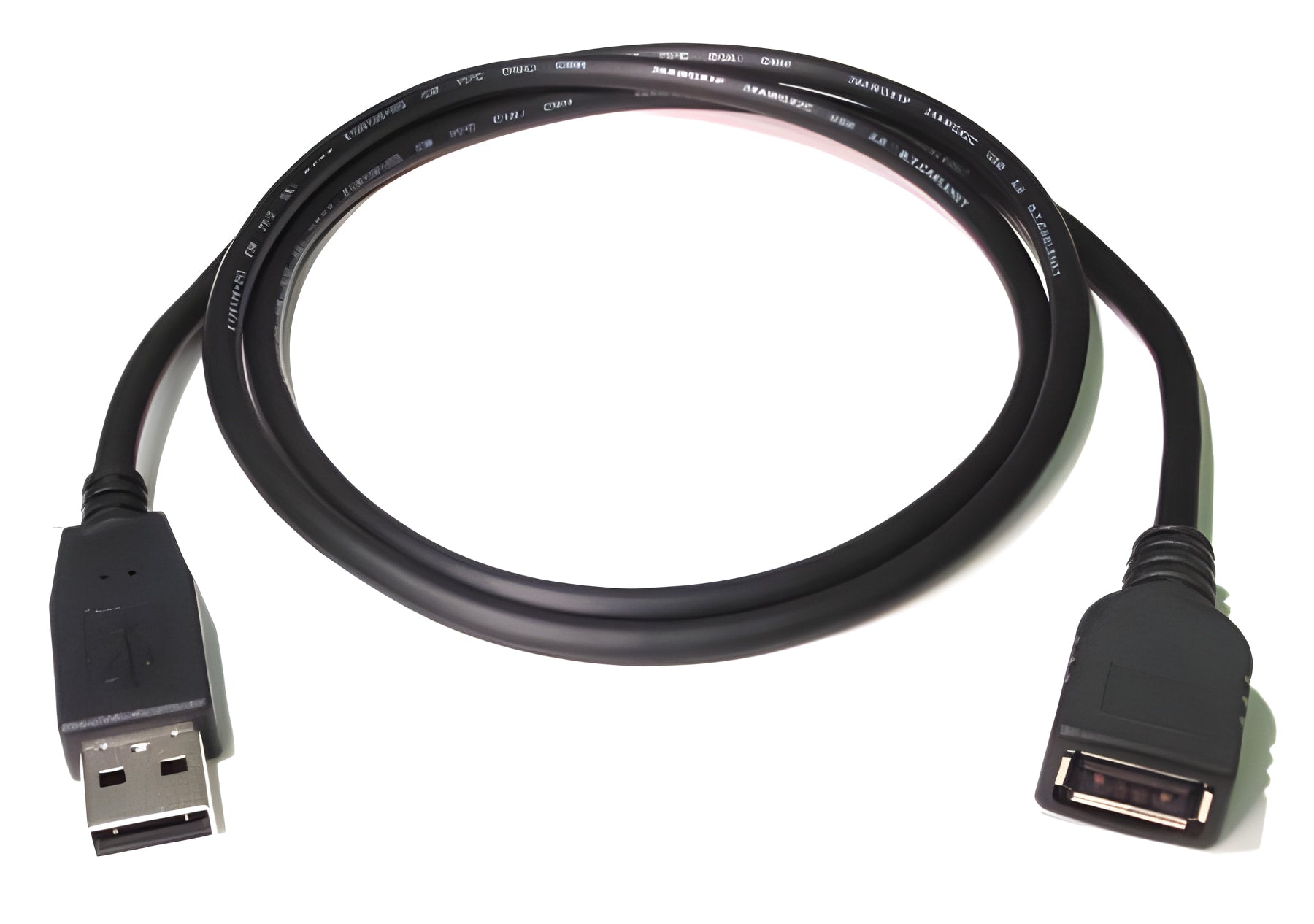 1.5m USB Extension Cable Type a Male To Type a Female - a black cable with a male USB connector on one end and a female USB port on the other.