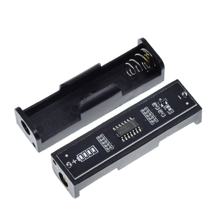 1.5V Battery Tester For AA AAA High Precision Capacity Battery Detector With 4 Indicator Lights - two black plastic battery holders, one with a circuit board featuring an LM324 chip and four LED indicators.