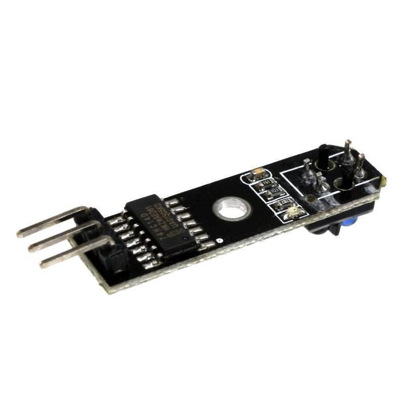1 Channel Infrared Tracking Sensor Fc 123 Black And White Line Detection Sensor For Smart Car Tracing - rectangular circuit board with a three-pin header, a 74HC14D chip, and an infrared sensor component.