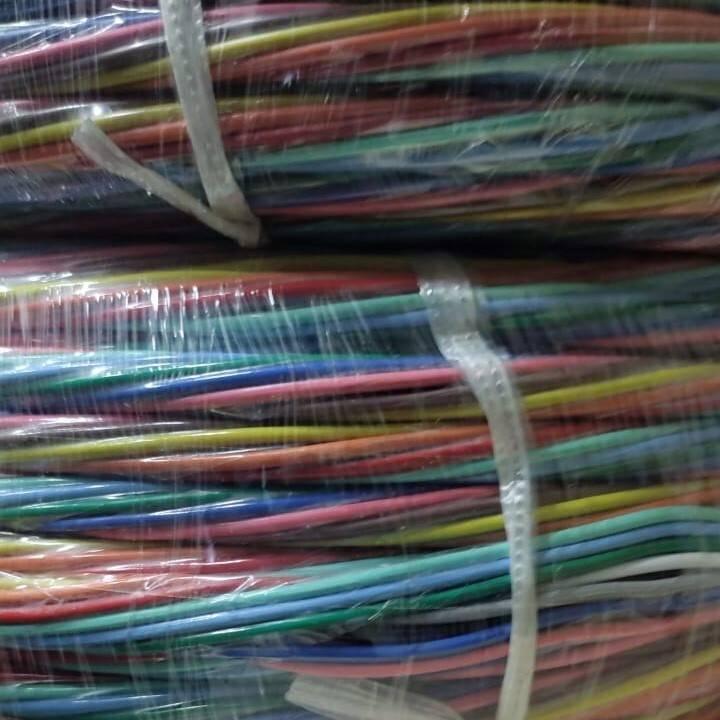 1 feet 12 Core Wiring Cable - shown as a close-up of a bundled, multi-coloured wire coil wrapped in clear plastic packaging.