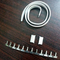 1 Feet 2mm 6 Pin Wire And Connector - a white ribbon cable, two 6-pin plastic connector housings, and a strip of metal crimp terminals.