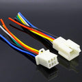 1 Kit 6 Pin Way Electrical Wire Connector Plug Set auto connectors with cable - two white plastic 6-pin male and female connectors with attached multi-coloured electrical wires.