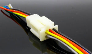 1 Kit 6 Pin Way Electrical Wire Connector Plug Set auto connectors with cable - a white plastic 6-pin connector housing with six multi-coloured wires attached to each side.