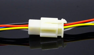 1 Kit 6 Pin Way Electrical Wire Connector Plug Set auto connectors with cable - a white plastic 6-pin connector housing joined together with multicolored wires attached.