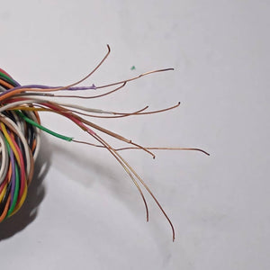 1 Meter 10pcs Hard Jumper Wires 100cm Spiral Wrap Wires 10 Core Cable - a close-up of the exposed copper ends of a multi-colored wire bundle.