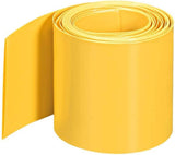 1 meter 50mm PVC Heat Shrinkable Tube 18650 Heat Shrink Wrapping - shown as a bright yellow, flat, cylindrical roll of plastic tubing.