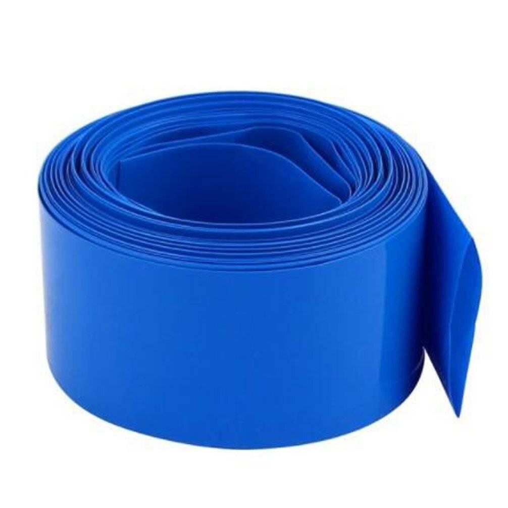 1 Meter 55mm DIY Battery Pack PVC Heat Shrink Wrap Tube - shown as a blue, cylindrical roll of flat PVC heat shrink tubing.
