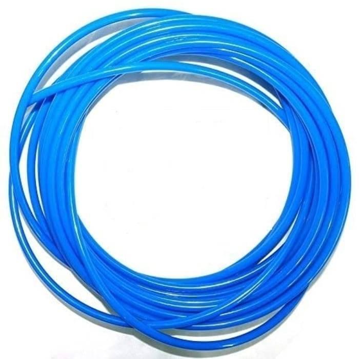 1 Meter 6mm Polyurethane Plastic Mist Pipe - shown as a coiled length of smooth, bright blue flexible tubing against a white background.