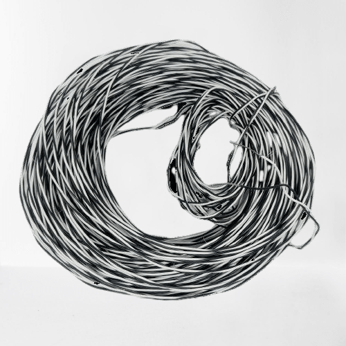 1 Meter Hard Jumper Wires Spiral Wrap Wires Cable - shown as a large, circular coil of black and white striped wires against a plain white background.