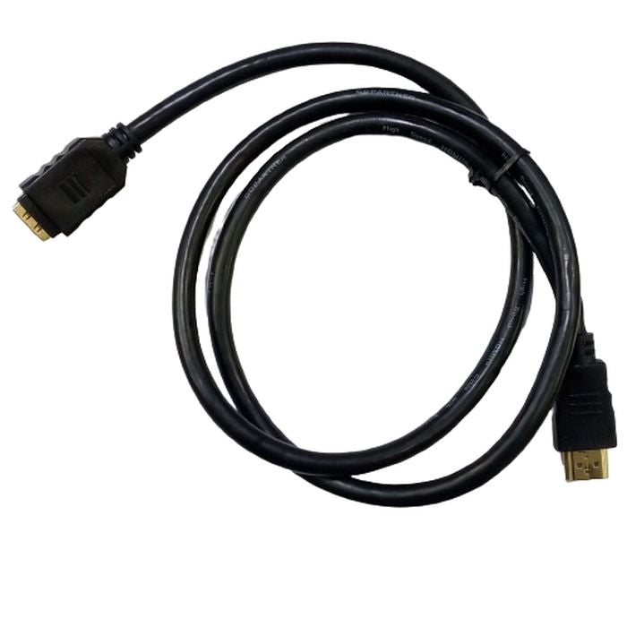 1 meter High Speed HDMI male to HDMI female Cable - a black coiled cable with a male connector on one end and a female connector on the other.
