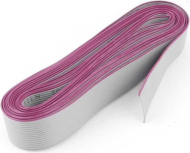 1 Meter IDC Silver Flat Ribbon Cable For 2.54mm Connectors 16 Core Ribbon Cable Flat Cable - coiled length of grey and purple multi-core flat ribbon cable on a white background.