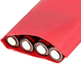 1 Meter PVC Heat Shrink Wrap For 4x18650 Battery Pack - a red PVC sleeve partially covering four 18650 cylindrical battery cells.