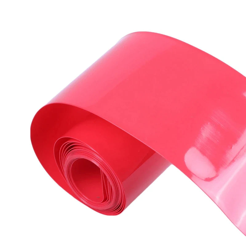 1 Meter PVC Heat Shrink Wrap For 4x18650 Battery Pack - shown as a single roll of bright red, smooth, flat PVC heat shrink tubing.