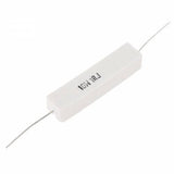 1 Ohm 1R 10W High Power Resistor 10W1RJ - a white, rectangular cement-style axial resistor with metal wire leads extending from both ends.