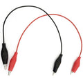 1 Pair 25cm Connection Wire, Crocodile Clip - two wires each with a black crocodile clip at one end and a red crocodile clip at the other.