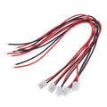 1 Piece 2.54mm Pitch JST2.54 Plug 2 Pin Extension Wire Connector - five sets of red and black wires attached to white two-pin plastic connectors.
