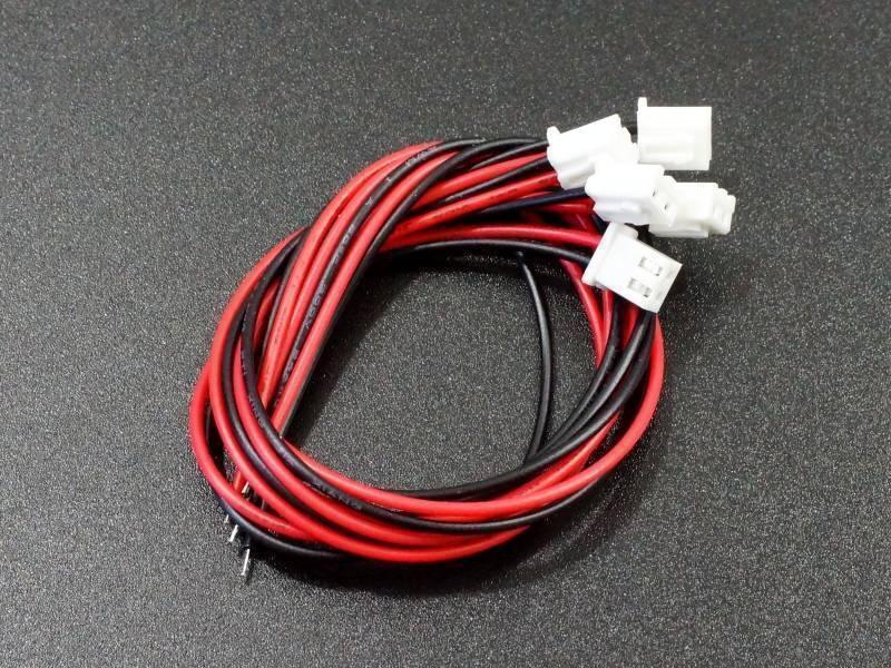 1 Piece 2.54mm Pitch JST2.54 Plug 2 Pin Extension Wire Connector - a coiled bundle of red and black wires with white 2-pin connectors at one end.