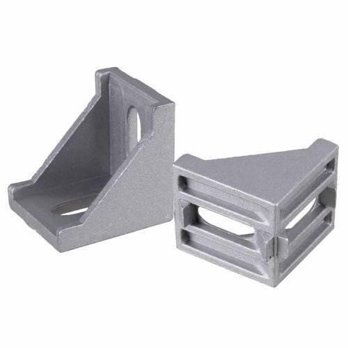 1 Piece 4040 Corner Fitting Angle Aluminum l Type Connector Bracket For Aluminum Profile - two silver-colored metal L-shaped brackets with slotted mounting holes.