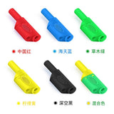 1 Piece 4mm Stackable Banana Plug Connectors Test Plug Banana Plug PL6-PL8 - six different color options including red, blue, green, yellow, black, and a yellow-green mixed color.