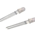 1 Piece Common Cathode 5mm RGB LED Light Emitting Diode Defused - two clear 5mm LEDs with four metal pins each, isolated on a white background.