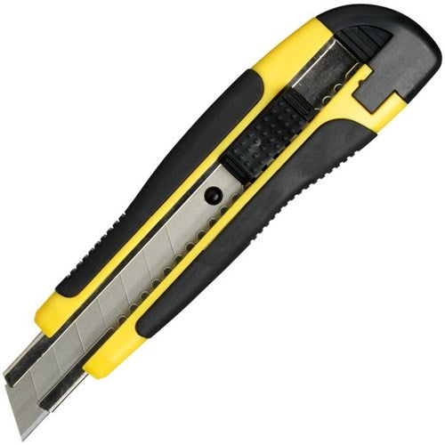 1 Piece Multifunction Utility Sharp Blade Snap Off Retractable Paper Knife Cutter - a yellow and black handheld tool with an exposed metal blade and slider button.