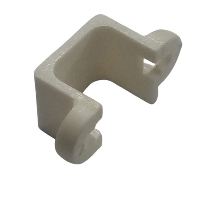 1 Piece N20 DC Gear Motor Mount Bracket - a white U-shaped plastic mounting bracket with two circular side tabs for securing a micro gear motor.