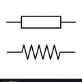 1 Piece Of 1/4 Watt, Quarter Watt ,0.25W 5% Resistor - two black and white line art symbols representing the rectangular and zigzag schematic styles for an electrical resistor.
