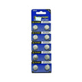 1 Piece Tianqiu Alkaline Button Cell Battery LR44 - shown as a retail pack of ten silver button batteries on a blue and white cardboard backing.