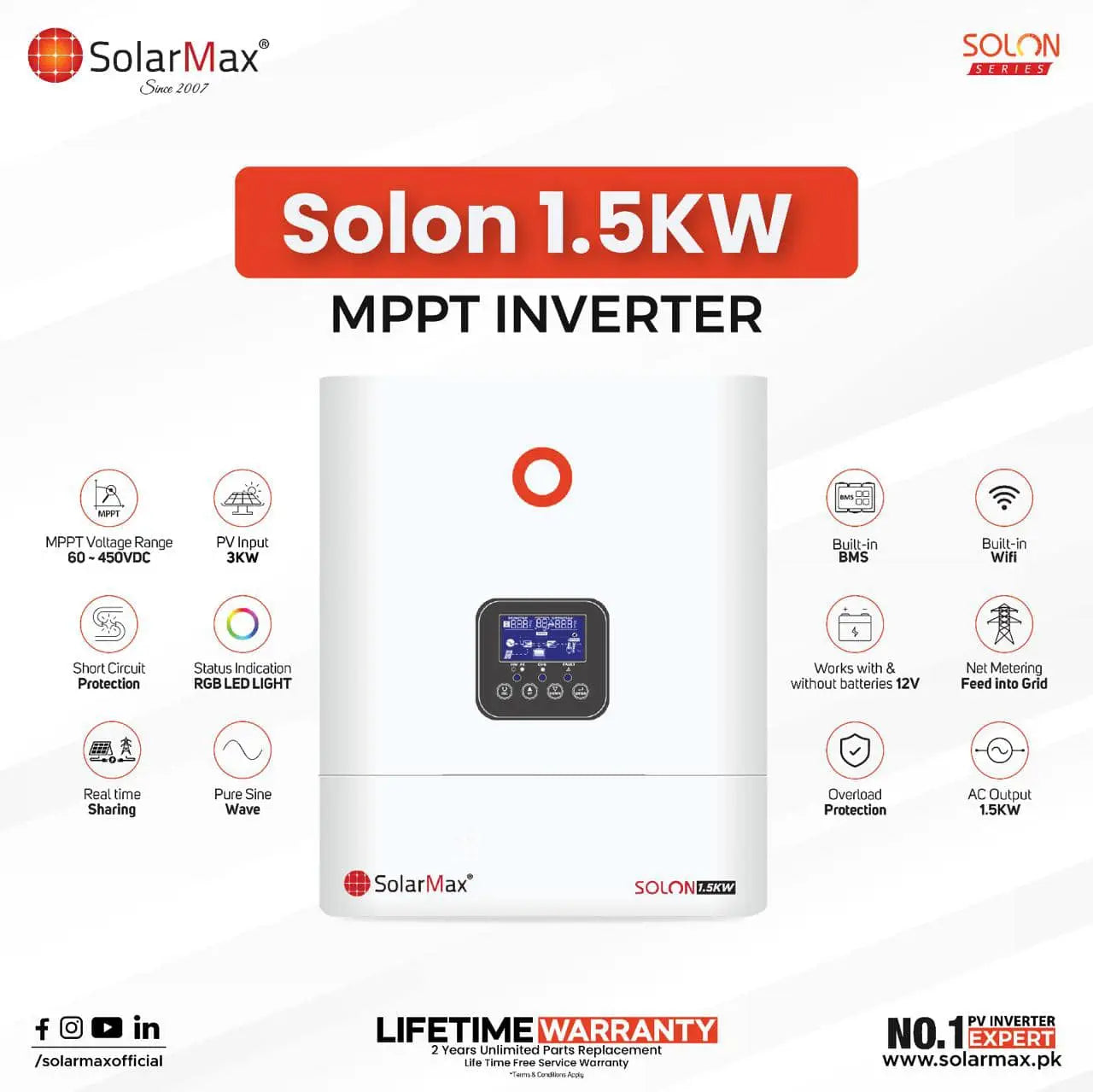 Solar Max SM-SOLON-1.5KW hybrid inverter in Pakistan