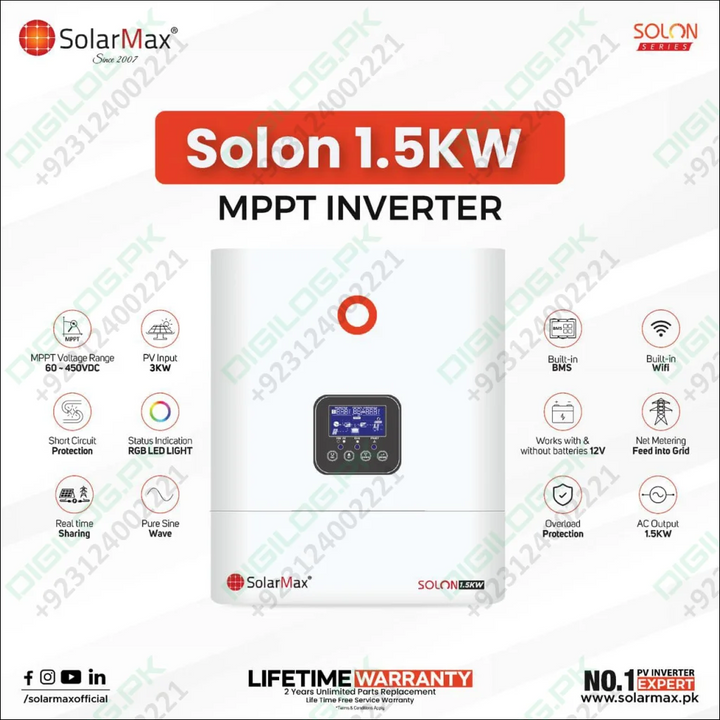 Solar Max SM-SOLON-1.5KW hybrid inverter in Pakistan