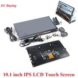 10.1" 10.1 Inch HDMI LCD Display Module Capacitive Touch Screen 1024x600 IPS HD Full Viewing Angle With Raspberry Pi B 3b+/4b - a circuit board with HDMI and USB ports, speakers, cables, and a stand assembly.