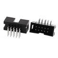10 Pin 2.54mm Frc Male Right Angle Connector Ide Connector - two black plastic 10-pin connectors with right-angle metal pins.