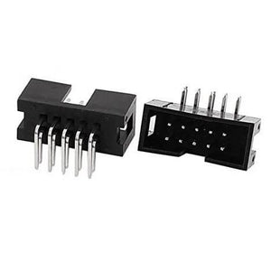 10 Pin 2.54mm Frc Male Right Angle Connector Ide Connector - two black plastic 10-pin connectors with right-angle metal pins.