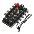 10-port 4-pin PWM Fan Hub Splitter Controller – Sata Powered Pc Cooling Expansion - with ten 4-pin headers, a SATA power connector, and an attached PWM signal cable.