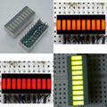 10 Segment Dual LED Light Display Module Bar Graph Ultra Bright Red Yellow Orange Colors Multi-color - and yellow bar graph segments on a breadboard with visible pins and wiring.