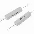 10 Watt 15 ohm Wirewound Ceramic Cement Resistor - two rectangular white ceramic resistors with metal leads, each labeled 10W 15R.