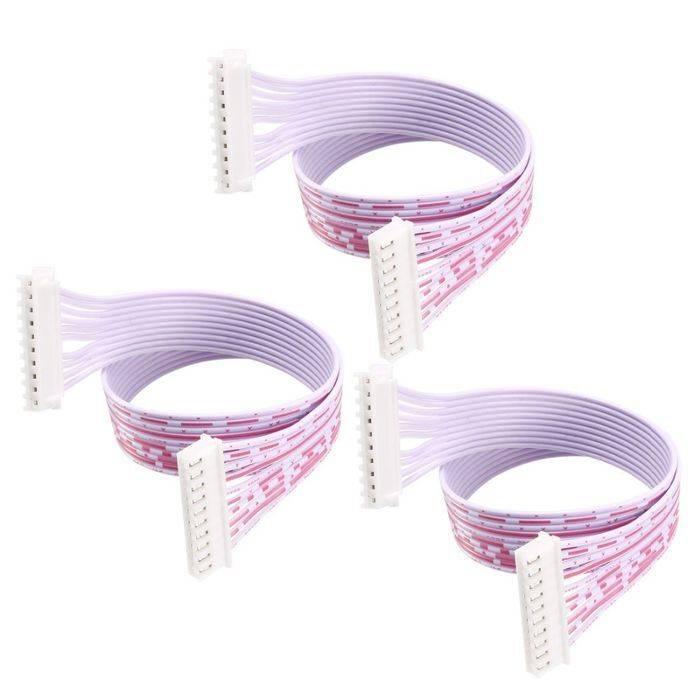 10 Wires 2.54mm Pitch Female To Female JST Xh Connector Cable Wire 6 Inch - three white ribbon cables with white plastic connectors on each end.