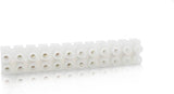 100 Amp 12 Way Wire Terminal PVC Connector Strip - a white, rectangular plastic electrical block featuring two parallel rows of twelve metal screw terminals.
