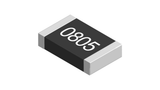 100 Pcs 805 SMD Resistor - a close-up of a single rectangular black surface-mount resistor with silver-colored terminals and the number 0805 printed on top.