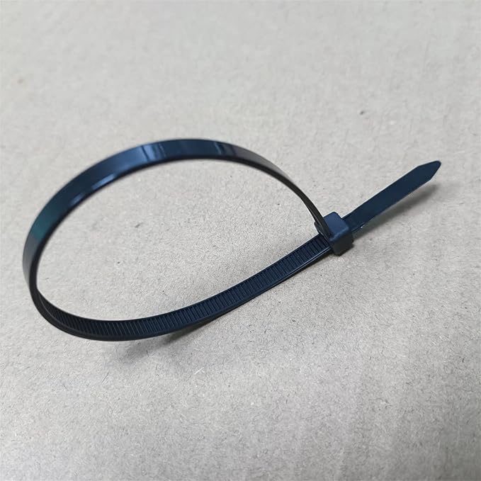 100 Pcs Black Color 6 Inch Cable Tie Zip Ties - shown as a single black plastic zip tie looped and fastened on a brown surface.