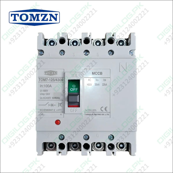 100A TOMZN TOM7-125/4300 MCCB 100A 4 POLE CIRCUIT BREAKER IN PAKISTAN