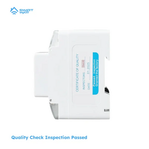 100A 3 Phase Smart WiFi Meter 22 In 1 3P4W WiFi Photovoltic Smart Meter - a white plastic housing with a Certificate of Quality label.