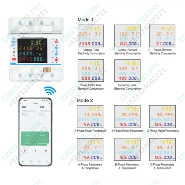 100A 3 Phase Smart Wifi Meter 22 In 1 3P4W Wifi Photovoltic Smart Meter In Pakistan