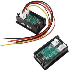 100A Digital Display Voltmeter Ammeter Zfx VC288 Dual LED Voltage Current Tester Monitor Panel Gauge With Shunt - two black rectangular modules with green circuit boards, white connectors, and attached wire leads.